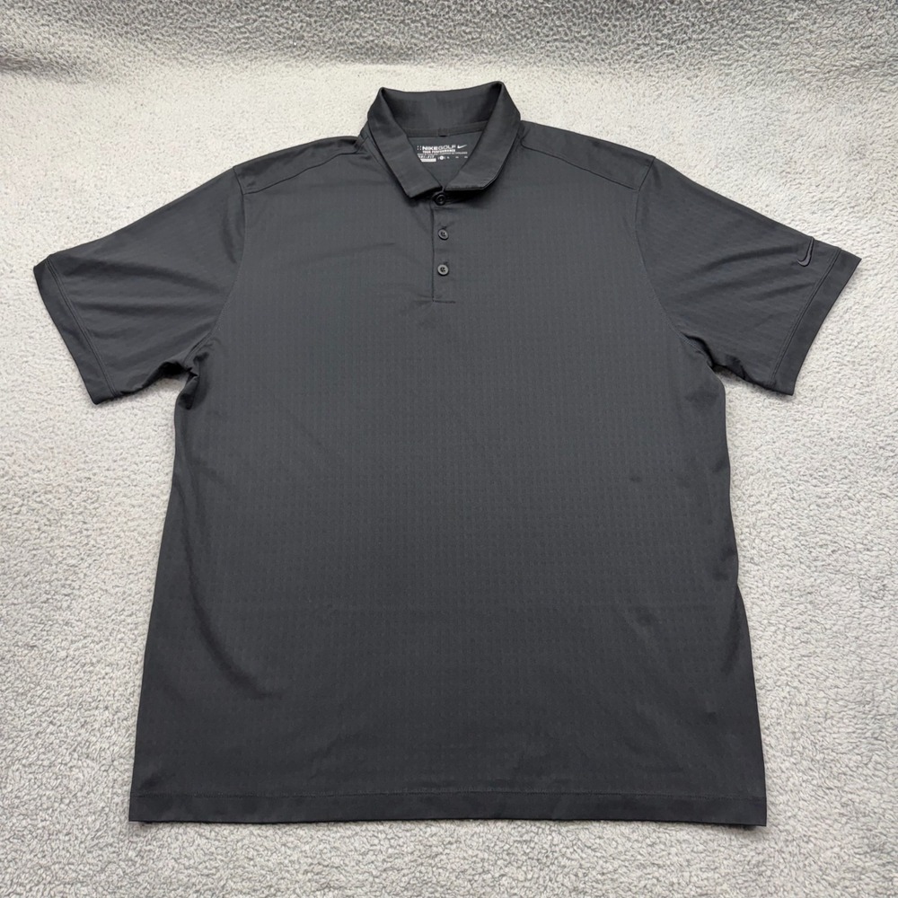 Nike Golf 677387-010 Mens XL Dri-FIT Tour Performance S/S GRY/BLK Polo Shirt